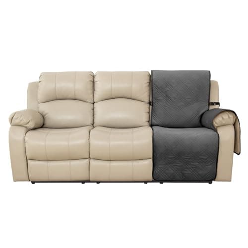Velvet Recliner Slipcover - Waterproof Recliner Cover for Dogs & Pets (Brown, 23) — Dark Grey