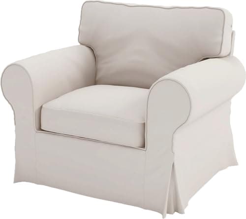 Polyester Flax Sofa Covers for IKEA Ektorp 2 Seat Loveseat (Dark Gray) — Polyester Beige, Ektorp Chair