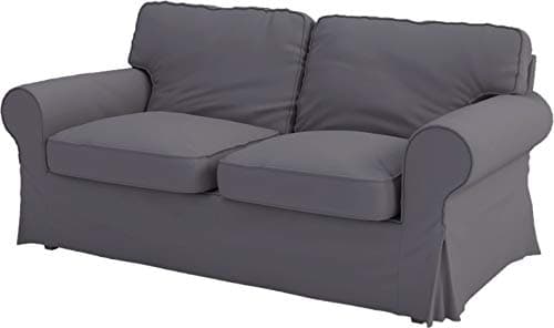 Polyester Flax Sofa Covers for IKEA Ektorp 2 Seat Loveseat (Dark Gray)