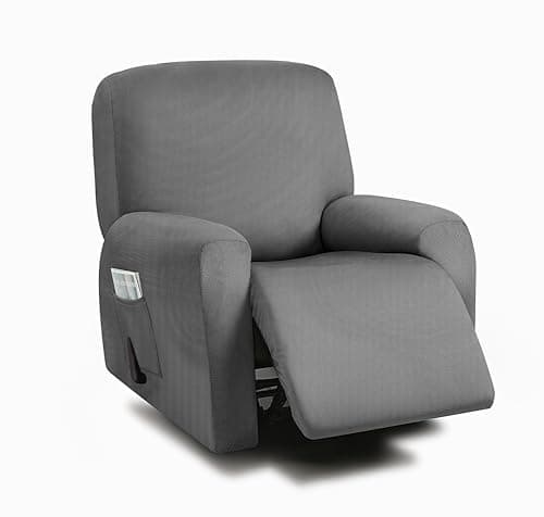 ULTICOR 8-Piece Stretch Recliner Sofa Covers for 3-Seater Cushions (Chocolate) — Dark Grey