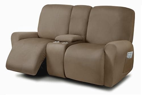 ULTICOR 8-Piece Stretch Recliner Sofa Covers for 3-Seater Cushions (Chocolate) — Sand