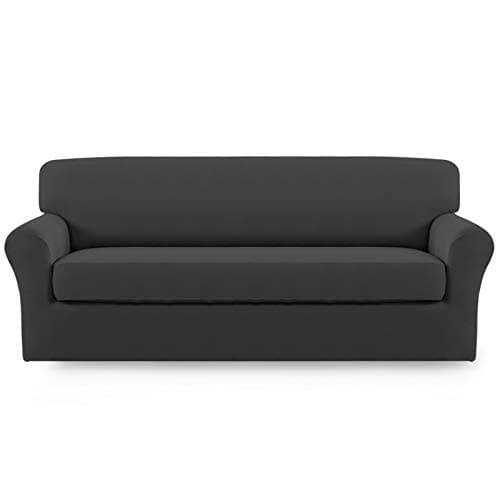 Easy-Going Microfiber Stretch Sofa Slipcover - Dark Gray with Elastic Bottom