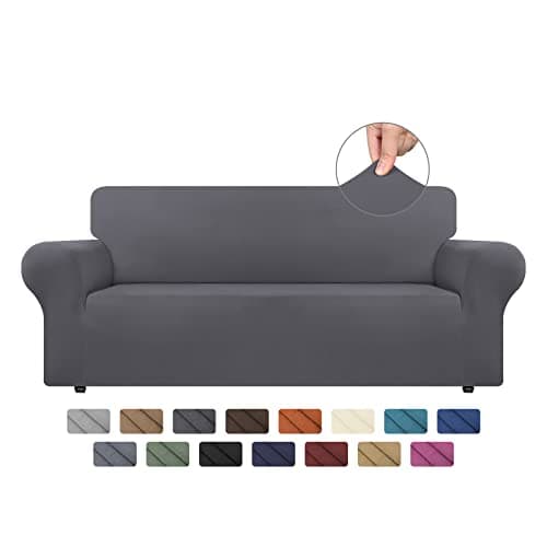 AZON Stretch Spandex Couch Cover, Large Dark Grey