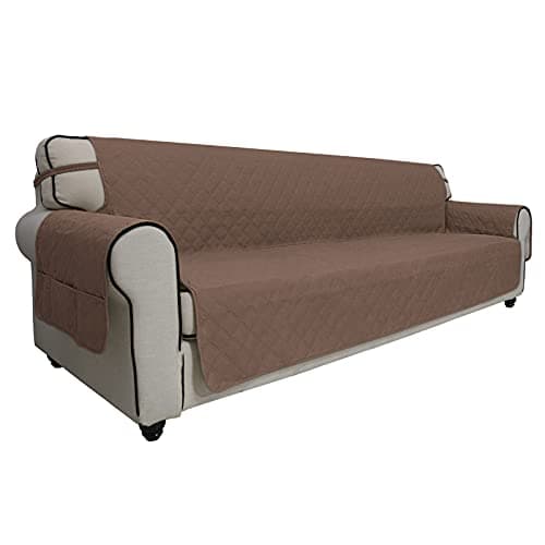 Grey Waterproof Sofa Slipcover for 2 Cushion Loveseat (Non-Slip, Washable, Pet and Kid Friendly) — Brown