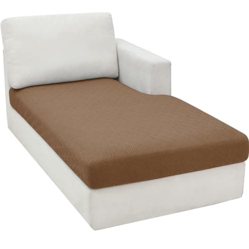 Light Gray L-Shaped Chaise Lounge Couch Cover Universal Fit Elastic Bottom Protection — Light Coffee