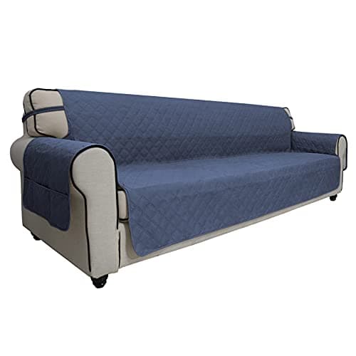 Grey Waterproof Sofa Slipcover for 2 Cushion Loveseat (Non-Slip, Washable, Pet and Kid Friendly) — Navy
