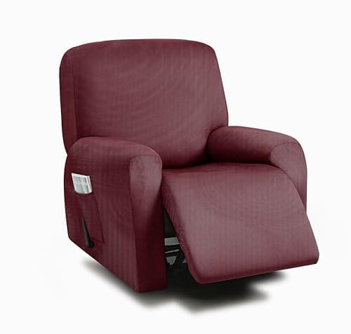 ULTICOR 8-Piece Stretch Recliner Sofa Covers for 3-Seater Cushions (Chocolate) — Red - Burgundy
