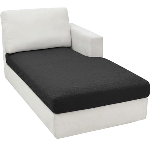 Light Gray L-Shaped Chaise Lounge Couch Cover Universal Fit Elastic Bottom Protection — Black
