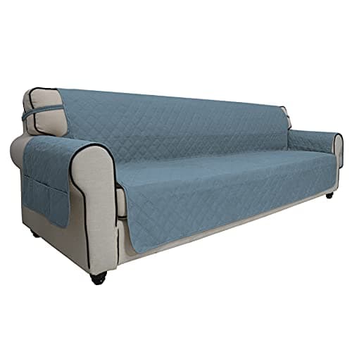 Grey Waterproof Sofa Slipcover for 2 Cushion Loveseat (Non-Slip, Washable, Pet and Kid Friendly) — Light Blue