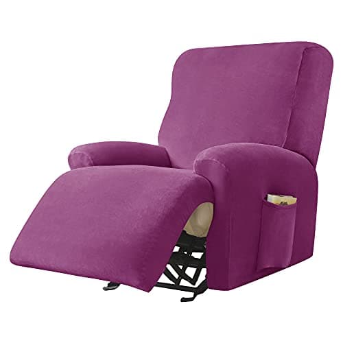 Green Ultra Soft Velvet Recliner Chair Covers 4-Piece Set — Purple