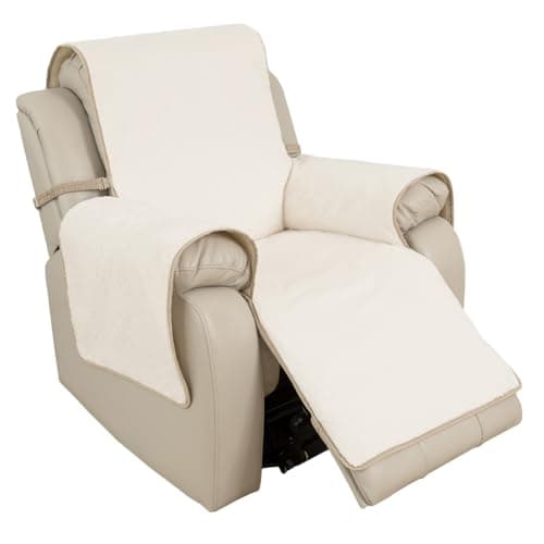 RBSC Home Ivory Antislip Recliner Chair Slipcover with Elastic Straps