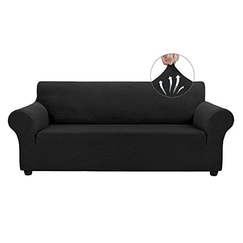 Asnomy Stretch Sofa Covers for 3 Cushion Couch, Pet Protector Spandex Jacquard Fabric