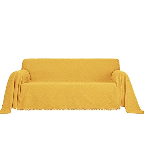 MYSKY HOME XX-Large Grey Geometrical Sofa Slipcover for 3 Cushion Couch — Yellow