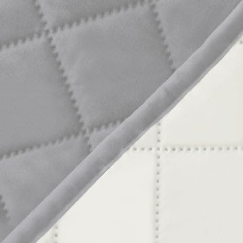 Dark Gray L-Shaped Sofa Slipcover for Pets and Kids (42x52 inches) — Light Gray/Ivory
