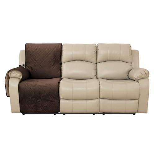 Velvet Recliner Slipcover - Waterproof Recliner Cover for Dogs & Pets (Brown, 23) — Brown