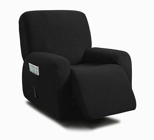 ULTICOR Chocolate Jacquard Recliner Sofa Covers (Style 4) — Black