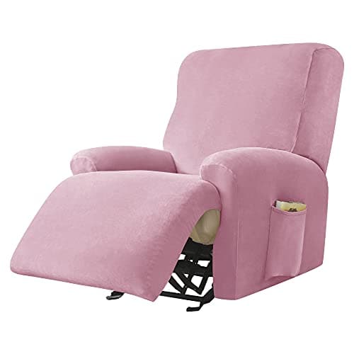Green Ultra Soft Velvet Recliner Chair Covers 4-Piece Set — Pink
