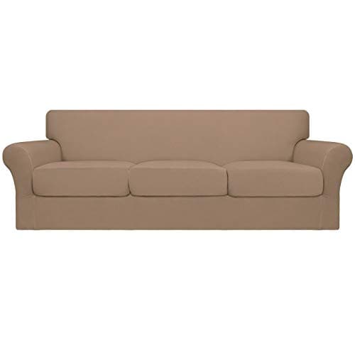 Elastic Pet Sofa Cover - Washable Soft Couch Protector for 2 Cushions (Love Seat, Dark Gray) — Camel