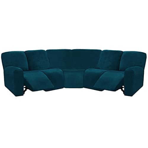 ULTICOR Ivory L Shape 5 Seat Recliner Sofa Cover — Deep Teal