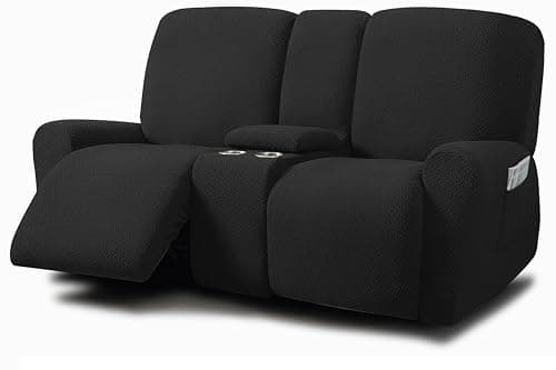 ULTICOR Stretch Recliner Sofa Covers for 3-Cushion Couch (Light Grey, 3 Seater) — Black