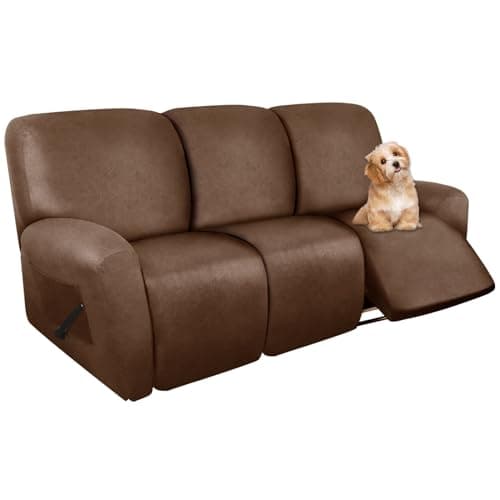 Molasofa Brown Leather Like 3 Seater Recliner Sofa Covers (8 Pieces)