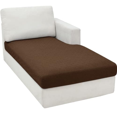 Light Gray L-Shaped Chaise Lounge Couch Cover Universal Fit Elastic Bottom Protection — Coffee