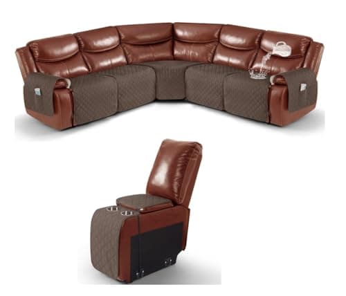 Ruaozz Brown Recliner Sectional Couch & Console Cover