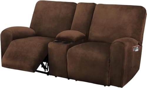 ULTICOR Dark Grey 8-Piece Velvet Reclining Loveseat Cover — Chocolate