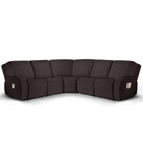 Ruaozz Chocolate Oversized L-Shaped Recliner Sectional Sofa Covers (5 Seats)