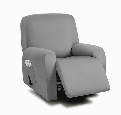ULTICOR 8-Piece Stretch Recliner Sofa Covers for 3-Seater Cushions (Chocolate) — Light Grey