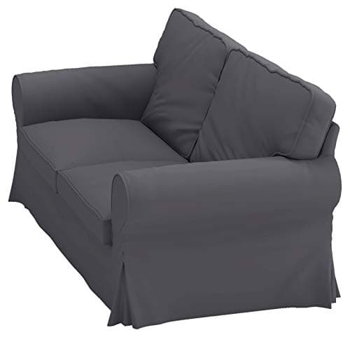 Polyester Flax Sofa Covers for IKEA Ektorp 2 Seat Loveseat (Dark Gray)