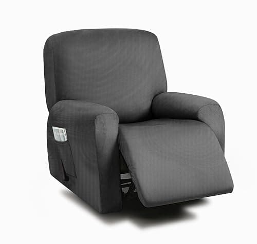ULTICOR 8-Piece Stretch Recliner Sofa Covers for 3-Seater Cushions (Chocolate) — Black