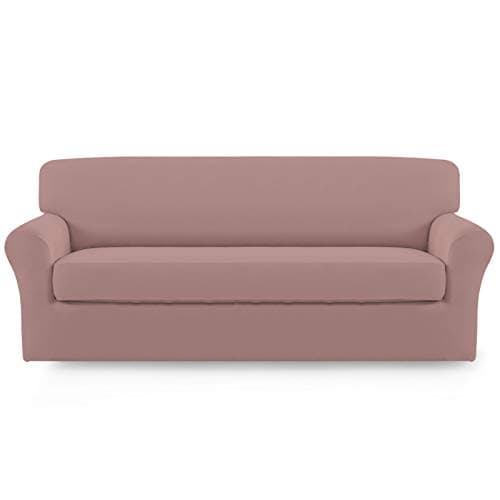 Easy-Going Microfiber Stretch Sofa Slipcover - Dark Gray with Elastic Bottom — Pink