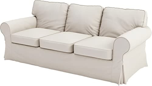 Polyester Flax Sofa Covers for IKEA Ektorp 2 Seat Loveseat (Dark Gray) — Polyester Beige, Ektorp Sofa