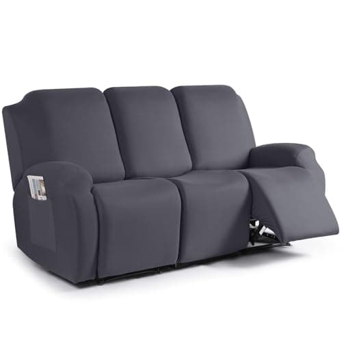 TAOCOCO Stretch Slipcover for 3 Seat Reclining Sofa, Dark Gray