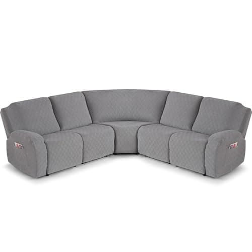 VANSOFY Large Reclining Sectional Sofa Covers, Light Gray