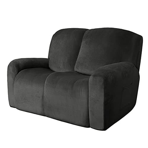 Easy-Going Dark Gray Velvet 6-Piece Recliner Loveseat Covers