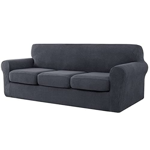 CHUN YI Stretch Sofa Cover, 3 Seat, Grey Checks Spandexсалон coverage
