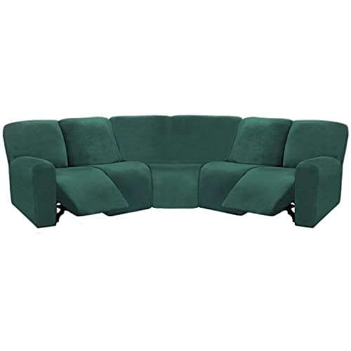 ULTICOR Ivory L Shape 5 Seat Recliner Sofa Cover — Retro Green