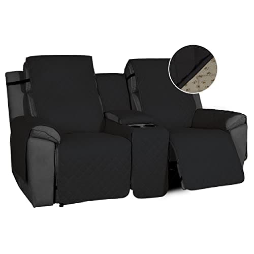 Water Resistant 2-Piece Gray Dog Cover for Non-Slip Loveseat Recliner Sofa — Black