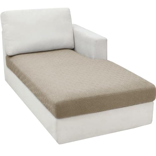 Light Gray L-Shaped Chaise Lounge Couch Cover Universal Fit Elastic Bottom Protection — Khaki