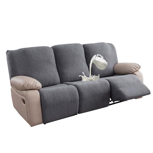 Waterproof Recliner Sofa Slipcover Set for 3 Seater Couch (Dark Gray)