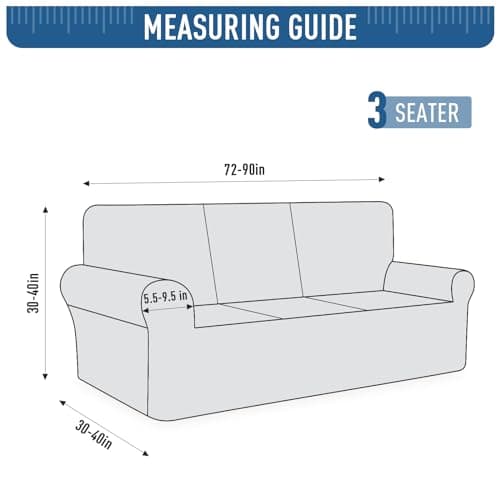 TAOCOCO Dark Grey 3 Seater Stretch Sofa Cover with Throw Pillow Protectors