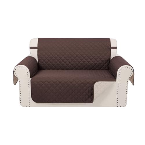 Reversible Chocolate/Beige Loveseat Sofa Cover Protector