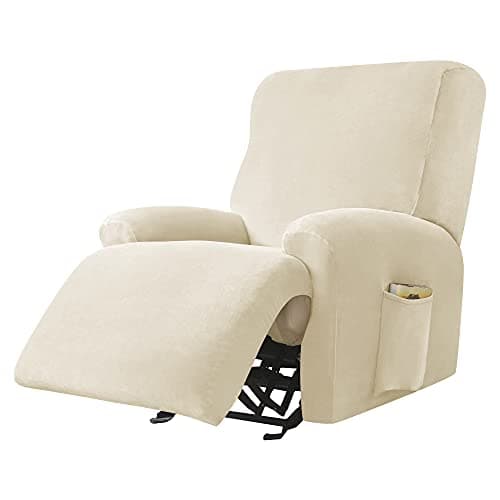 Green Ultra Soft Velvet Recliner Chair Covers 4-Piece Set — Beige