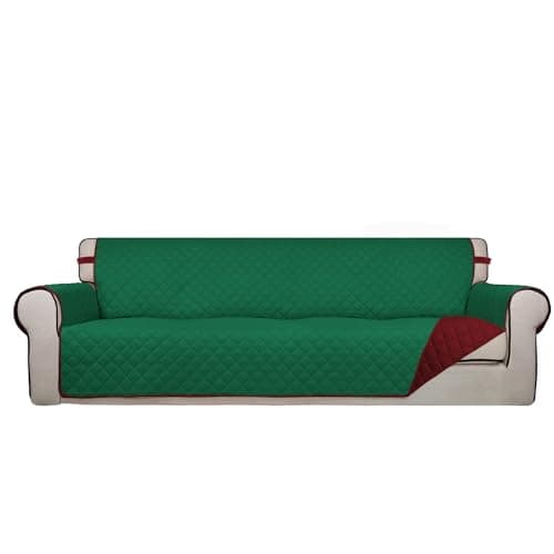 PureFit Reversible Quilted Recliner Cover, Water Resistant Brown/Beige — Green/Red