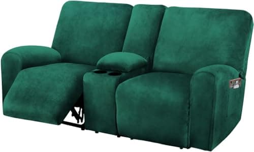 ULTICOR Dark Grey 8-Piece Velvet Reclining Loveseat Cover — Retro Green