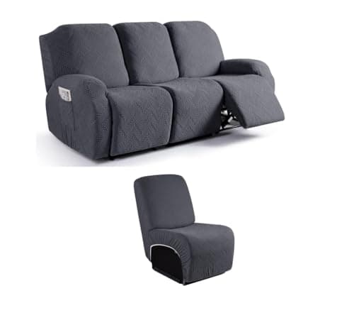 Ruaozz Dark Gray 3 Seater & Armless Chair Sofa Covers