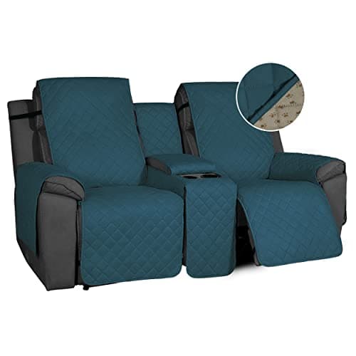 Water Resistant 2-Piece Gray Dog Cover for Non-Slip Loveseat Recliner Sofa — Peacock Blue