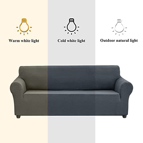 Joccun Gray Spandex Stretch Couch Cover, 3-Cushion Sofa Protector